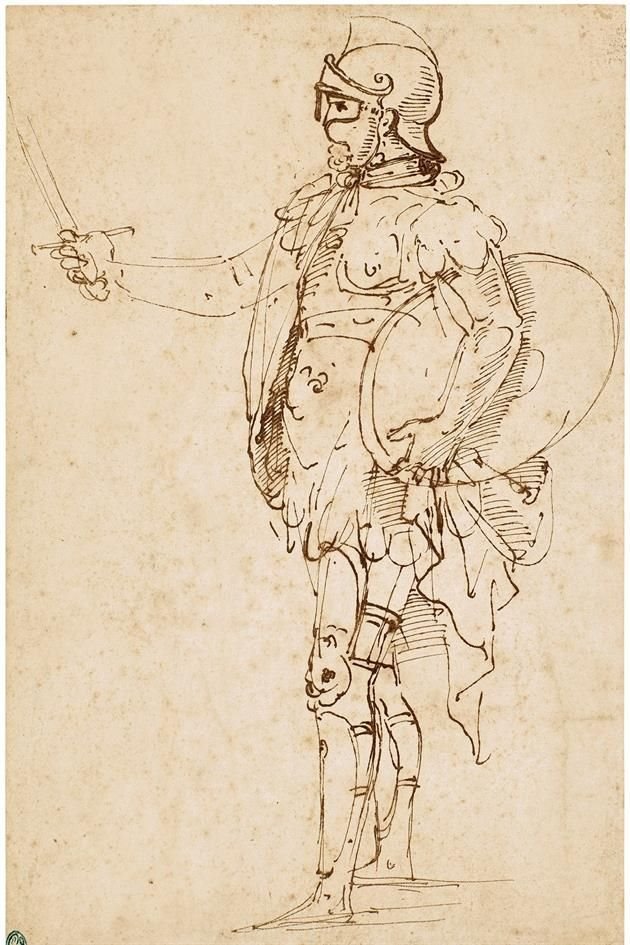 'Standing Soldier in Armor', dibujo de Rafael recientemente descubierto, es una de las piezas que Sotheby's subastará a finales de enero.