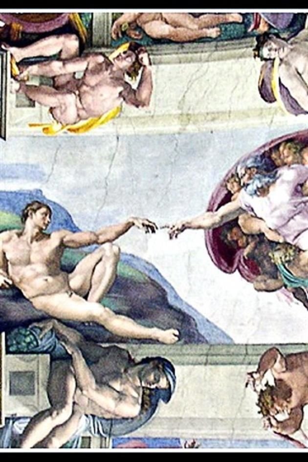 El contenido bíblico de la bóveda es 'La Creación del Mundo y el Hombre', donde Miguel Ángel hace gala de su dominio técnico de la anatomía humana.