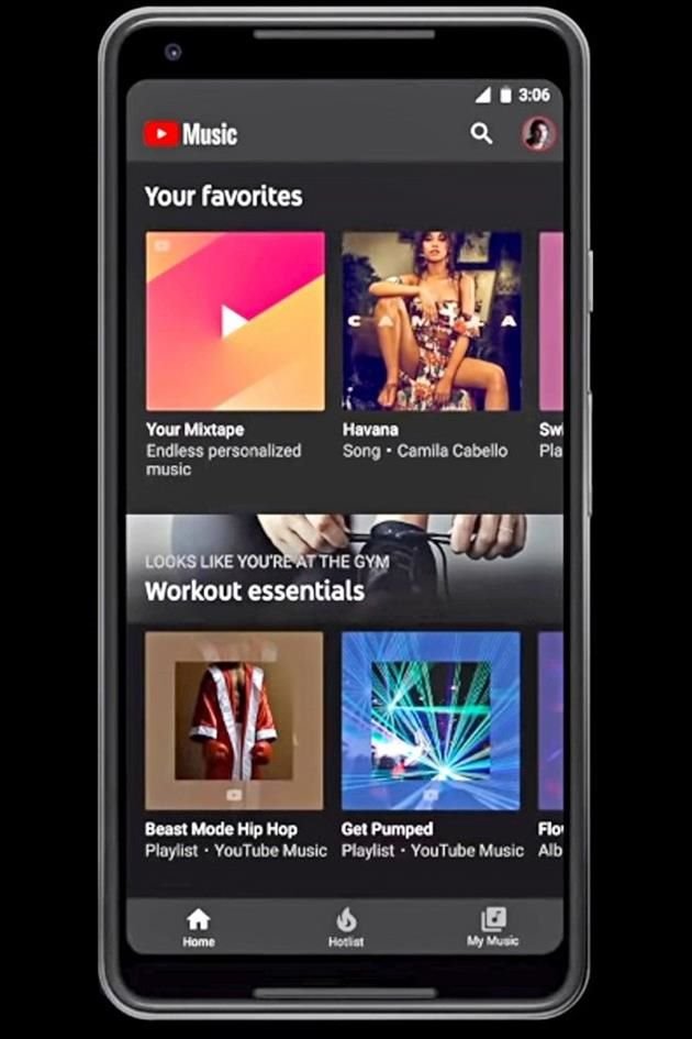 YouTube Music ofrece servicio de streaming musical con canciones, álbumes, playlists y estaciones de radio oficiales.