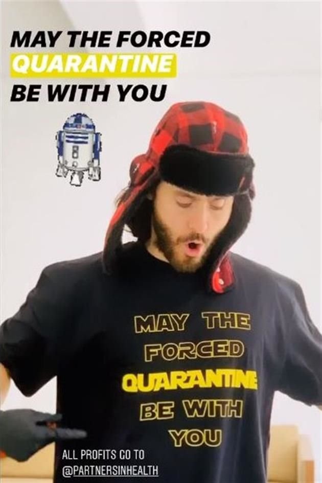 'May the Forced Quarantine Be With You' es el logo de las camisetas que Jared Leto venderá para recaudar fondos con los que ayudará a afectados por el Covid-19.