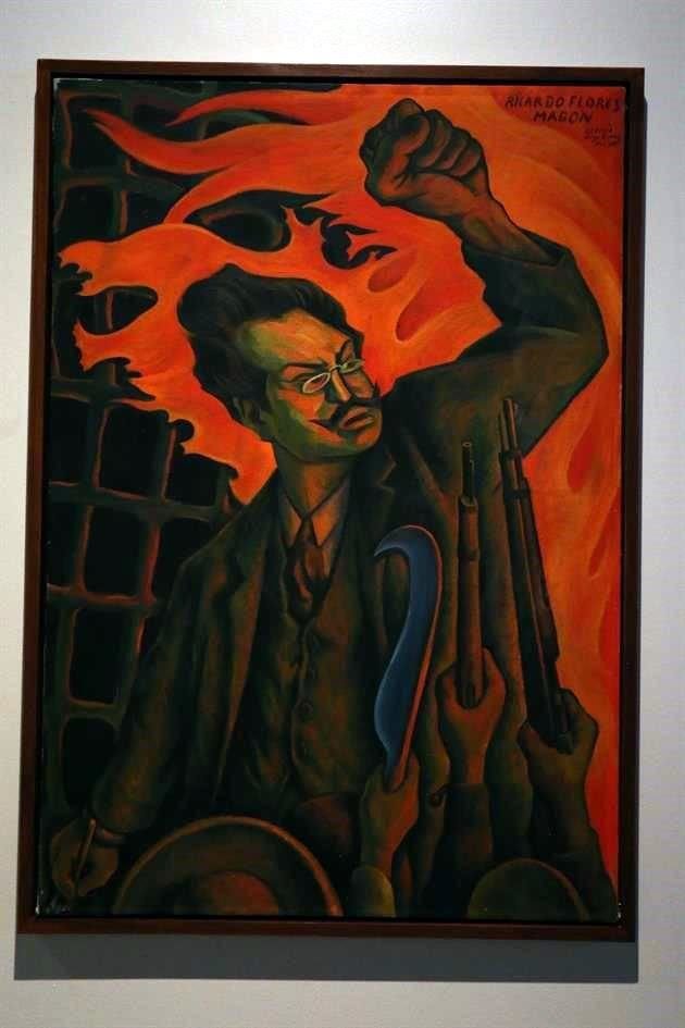 La exposición incluye algunas obras nunca exhibidas, como este retrato de Ricardo Flores Magón pintado por Rivera y perteneciente a Cuauhtémoc Cárdenas.
