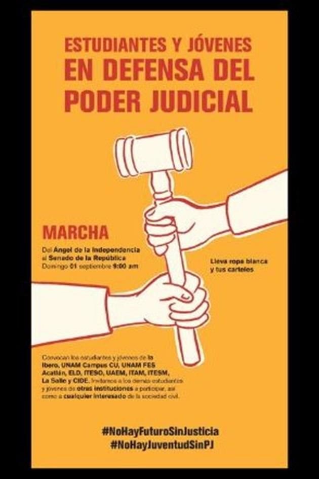 Estudiantes de diversas universidades convocaron a una marcha el 1 de septiembre ante la reforma al Poder Judicial.