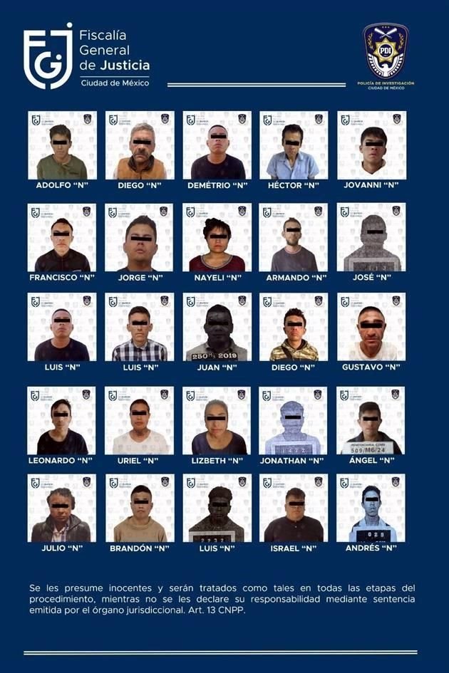 En total 23 hombres y dos mujeres detenidas fueron localizadas en las alcaldías Cuauhtémoc, GAM, Iztapalapa, Milpa Alta y Tláhuac.