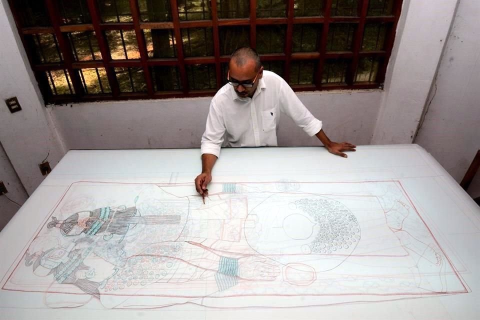 Desde hace 12 años, el restaurador Constantino Armendáriz había trabajado en dibujos reconstructivos e interpretativos de la inhumación de la Reina Roja.