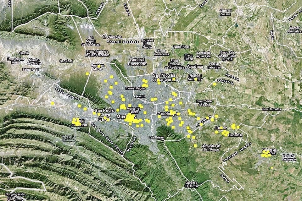 En redes sociales circuló un mapa donde se muestran los puntos de la Ciudad donde se reportó el olor a gas.