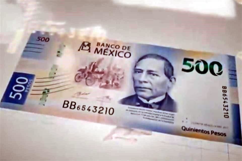 Presenta Banxico primer billete de nueva familia con denominación 500 pesos con la imagen de Benito Juárez.