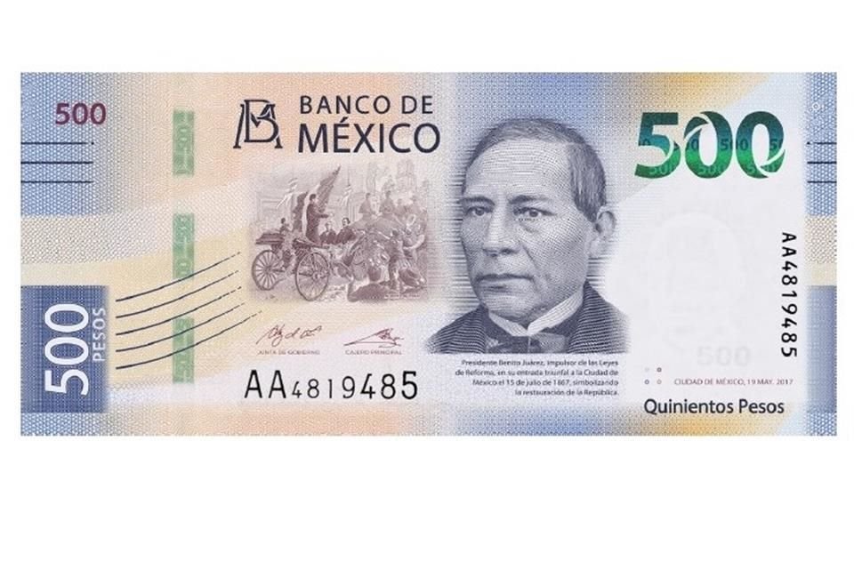 Presenta Banxico primer billete de nueva familia con denominación 500 pesos con la imagen de Benito Juárez.