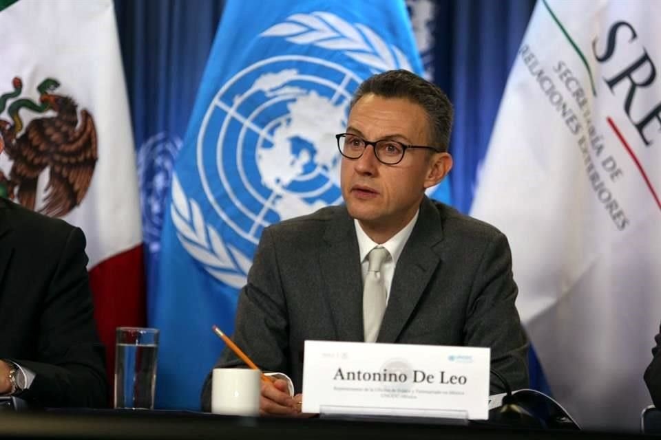 Antonio de Leo, representante de la UNODC en México, en la presentación del informe.