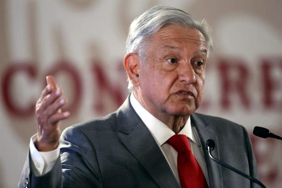 López Obrador en su conferencia en Palacio Nacional.