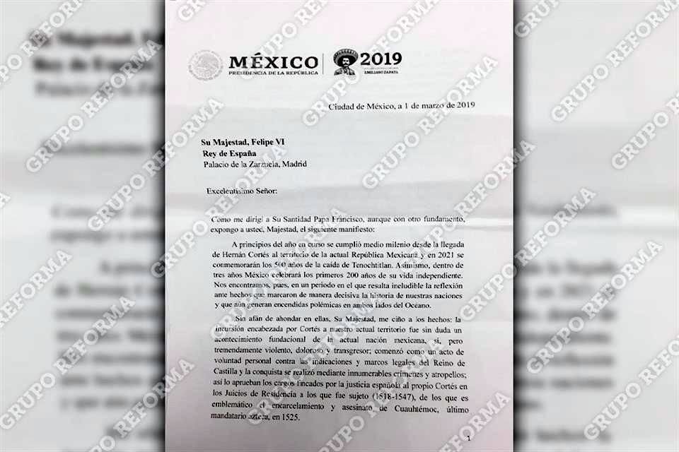 En carta al Rey Felipe VI de España,  López Obrador propuso que el perdón por abusos en la Conquista se hiciera en acto público y oficial.