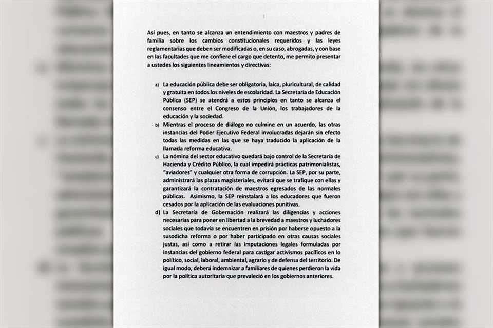 Este es el memorndum en que AMLO ordena a Segob, SEP y SHCP no aplicar la reforma educativa vigente.