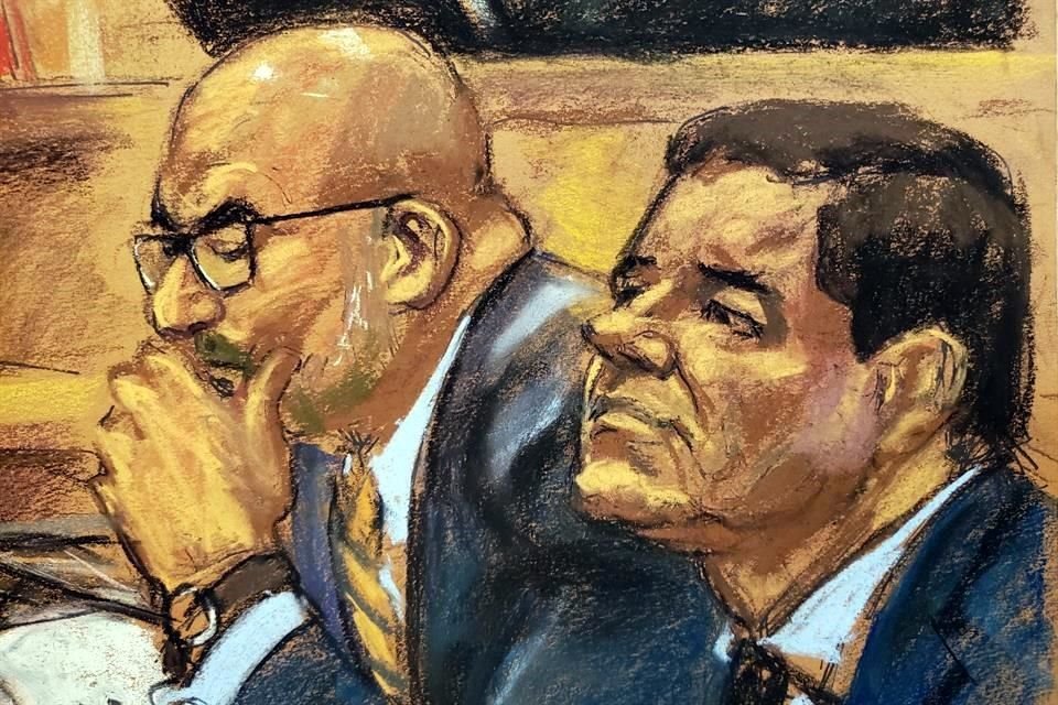 Eduardo Balarezo y el Chapo Guzmán durante el juicio contra el capo en Nueva York.