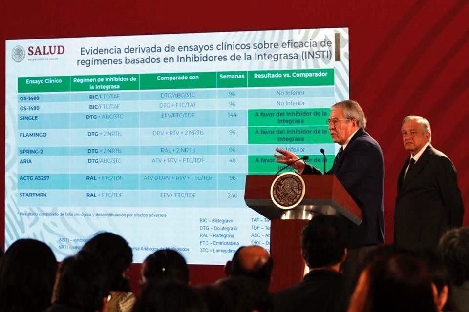 El Secretario Alcocer y el Presidente López Obrador en conferencia en Palacio Nacional.