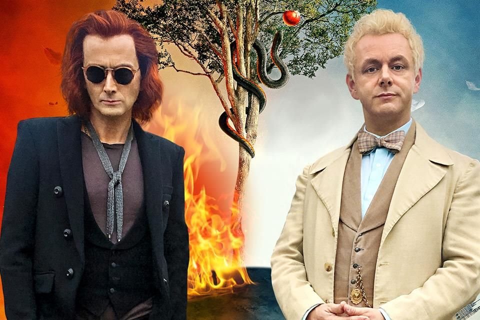 David Tennant es el demonio Crowley y Michael Sheenel ángel Aziraphale en la serie que estrena este viernes Amazon.