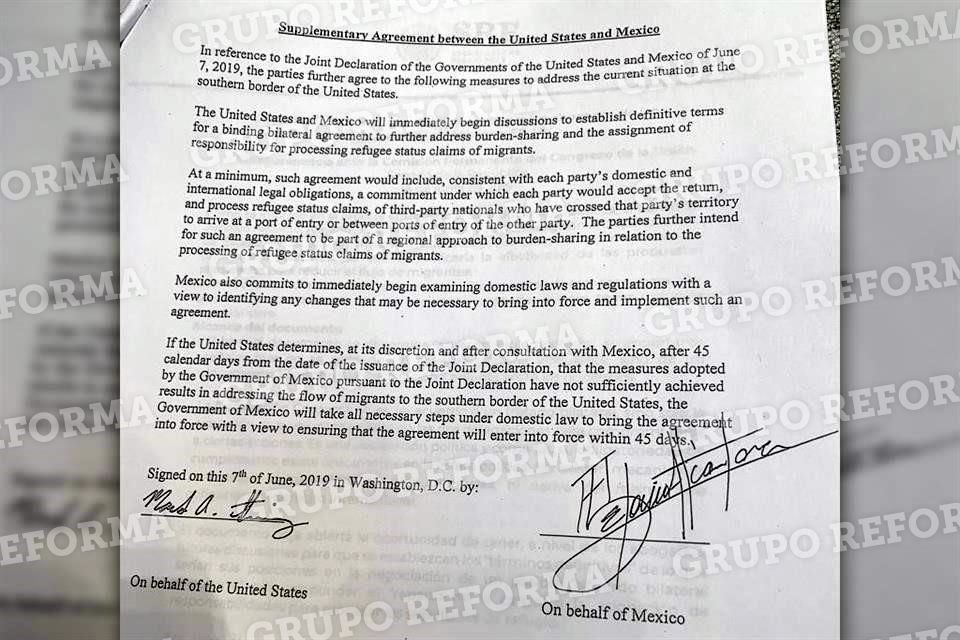 Canciller Marcelo Ebrard entregó al Congreso el documento que firmaron con Estados Unidos, en el que se establecen compromisos migratorios.