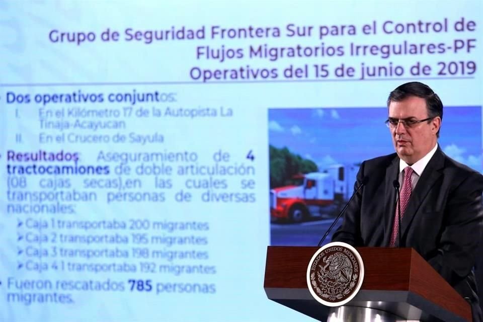 El Canciller Ebrard en la conferencia matutina en Palacio Nacional.