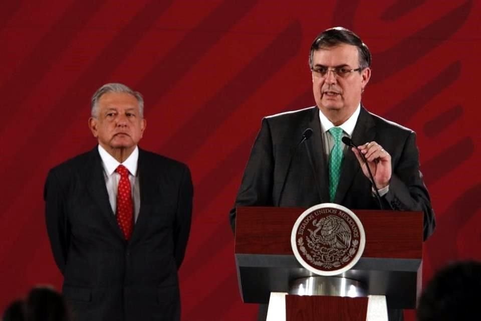 El Canciller Ebrard en conferencia de prensa.