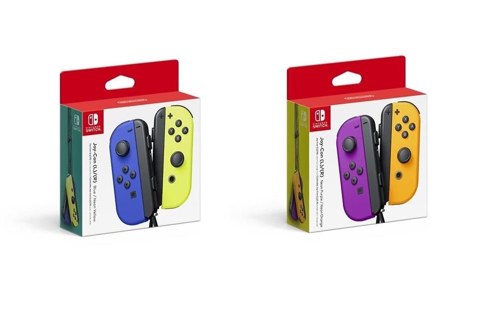 Nintendo lanzará el 4 de octubre los nuevos modelos Azul/Amarillo Neón y Púrpura Neón/Naranja Neón de Joy-Con, con un precio de 80 dólares el par.