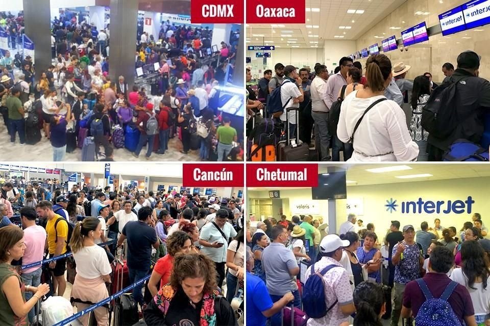 Pasajeros de Interjet reportaron que sus vuelos están demorados o fueron cancelados en destinos como Cancún, CDMX, Chetumal y Oaxaca.