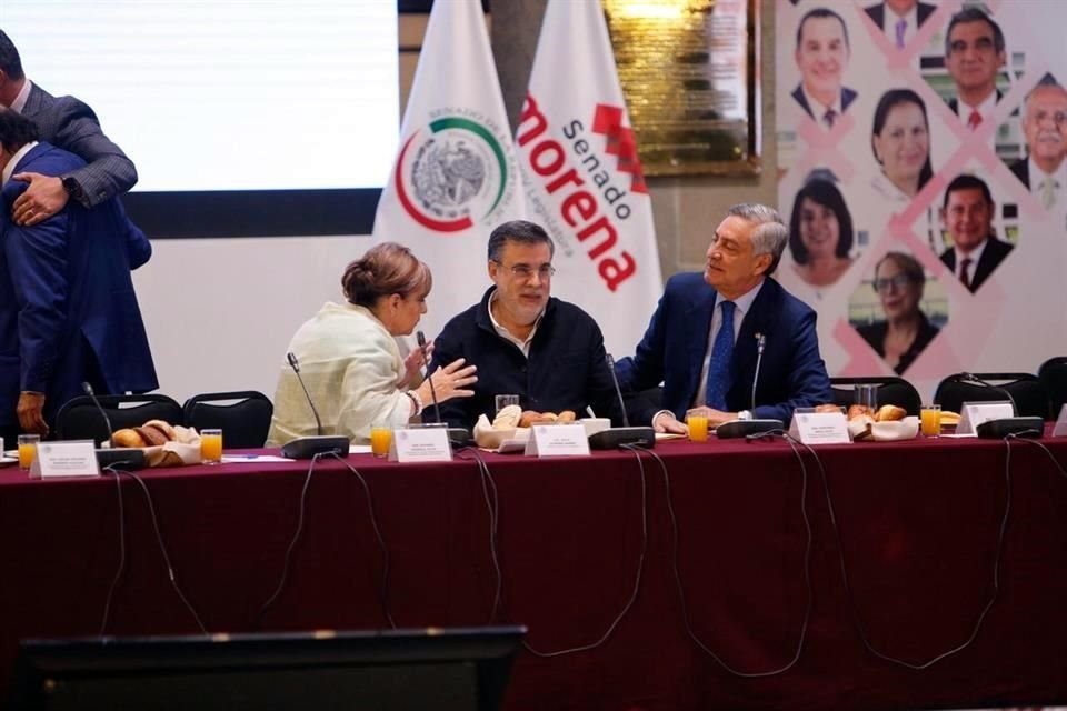 Julio Scherer acudió a la plenaria de los senadores de Morena.