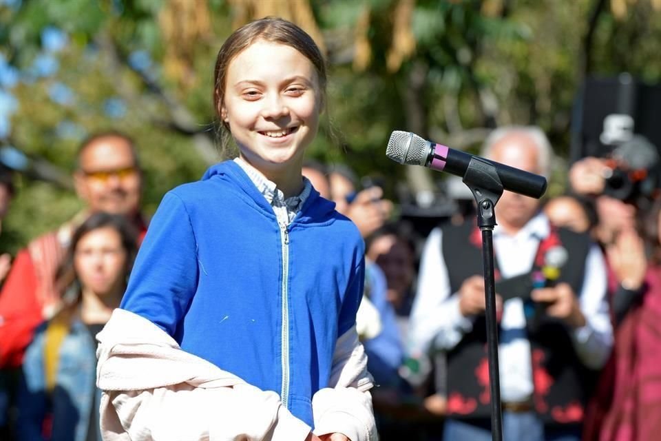 Thunberg dirigió un mensaje a los manifestantes antes de unirse a la marcha.