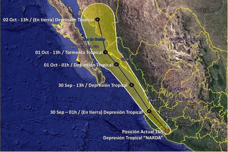 Se prevé que ingrese nuevamente al Océano Pacífico el día de mañana y continúe su trayecto al noroeste paralelo a las costas mexicanas.