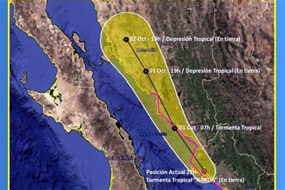 La tormenta tropical 'Narda' tocó tierra por segunda vez, ahora en las costas de Sinaloa.