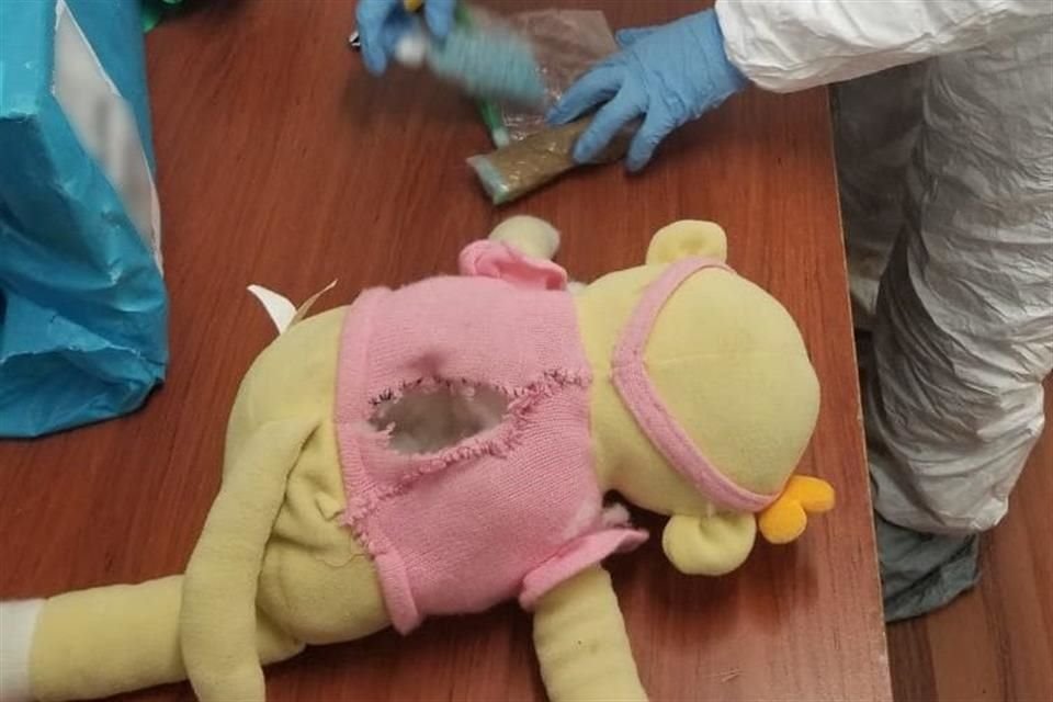 La Secretaría de Seguridad y Protección Ciudadana informó que en la capital de Jalisco halló mil 769 pastillas de fentanilo en un chango de peluche.