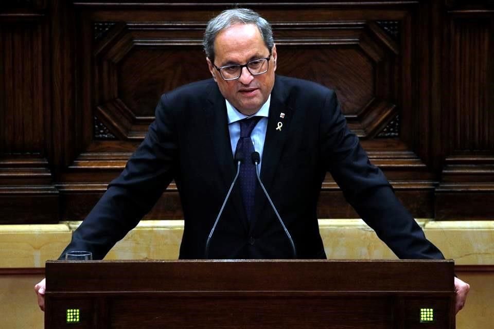 El presidente regional de Cataluña, Quim Torra, dirigió un mensaje al parlamento catalán.