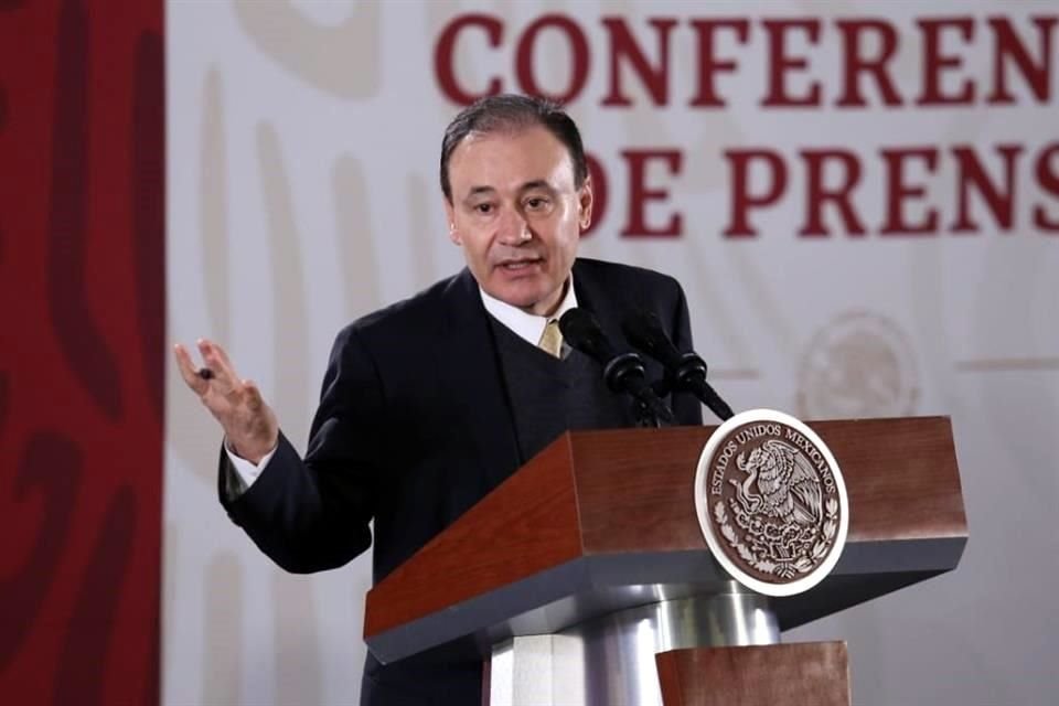 El Secretario Durazo durante la conferencia de prensa en Palacio Nacional.