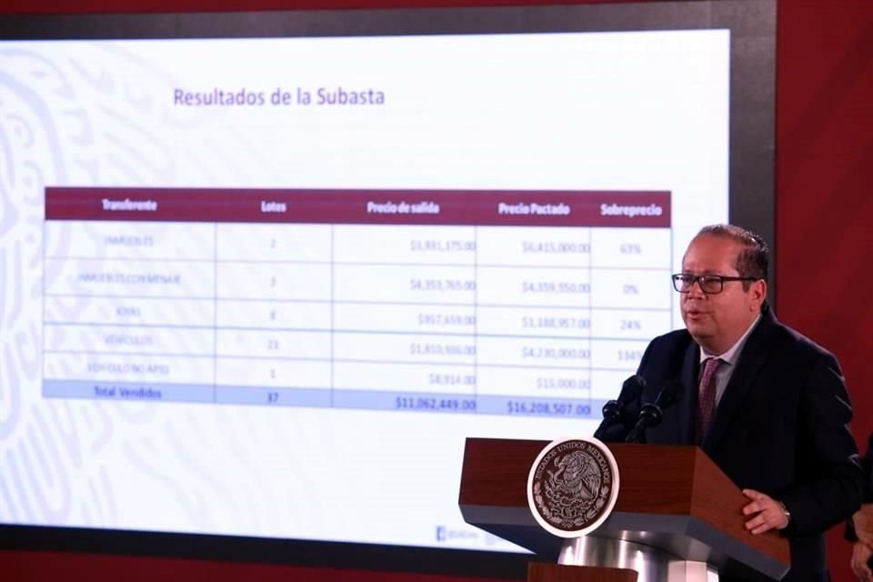 El titular del SAE en conferencia de prensa en Palacio Nacional.