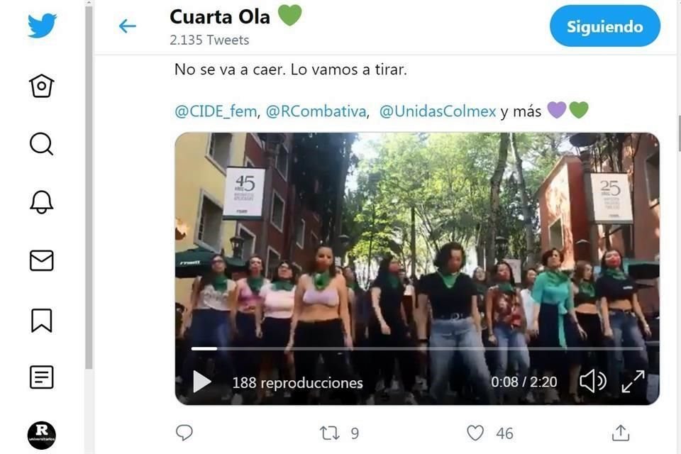 En el ITAM la organización estudiantil la @CuartaOla convocó a alumnas y académicas de otras universidades a participar en la coreografía.