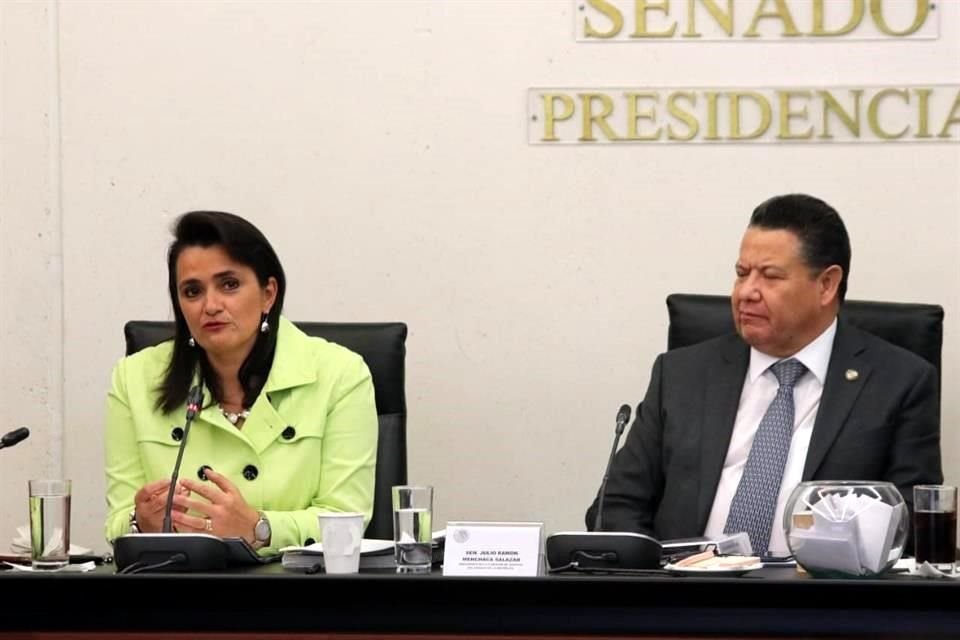 Margarita Ríos Farjat, titular del SAT y ahora candidata a Ministra de la Suprema Corte de Justicia, compareció en el Senado.