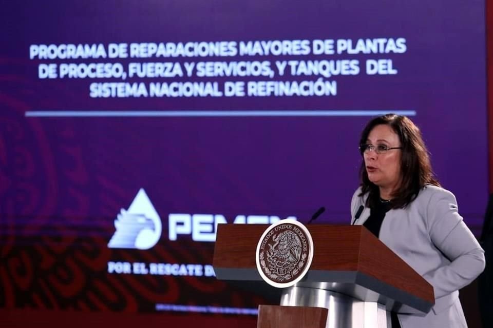 Rocío Nahle, Secretaria de Energía, en conferencia con el Presidente Andrés Manuel López Obrador.