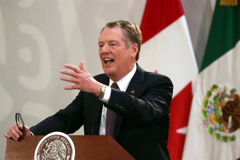 Robert Lighthizer, representante comercial del gobierno de Estados Unidos durante la firma de la nueva versión del T-MEC.