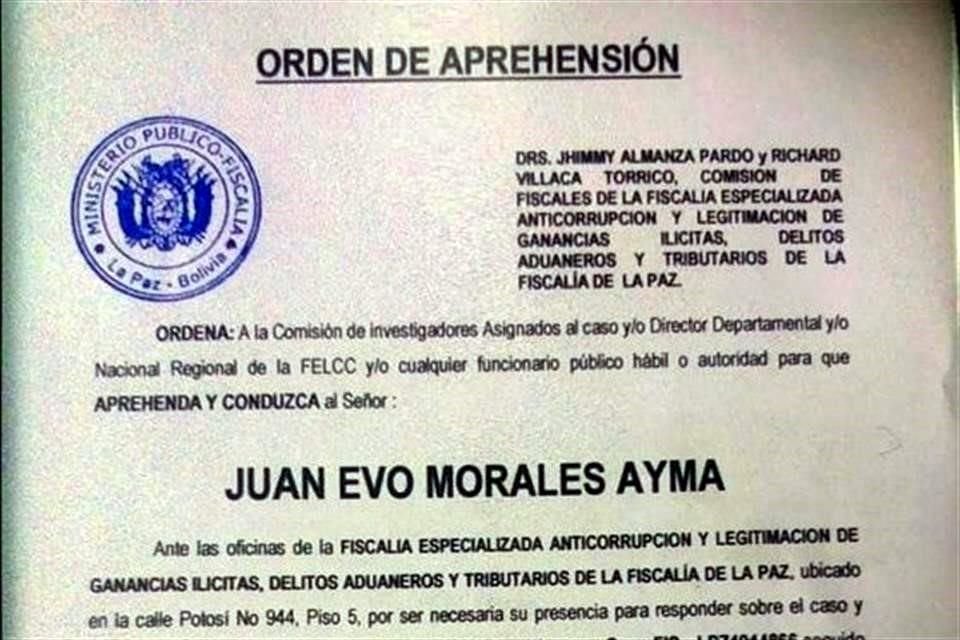 Arturo Murillo publicó el documento en su cuenta de Twitter.