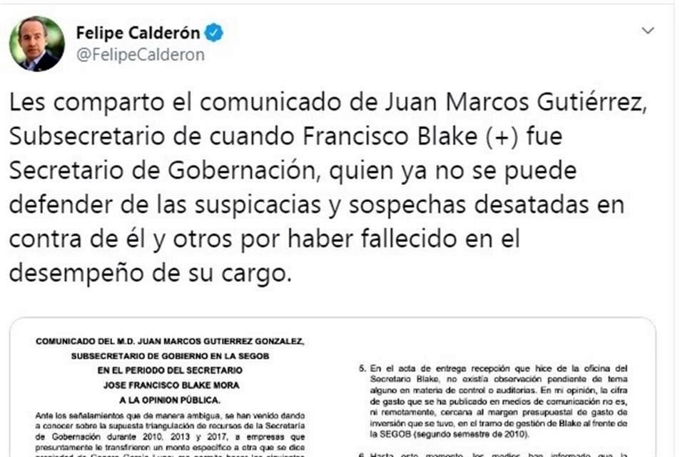 Juan Marcos Gutiérrez, subsecretario de Segob con FCH, descartó que en gestión de Blake Mora hubiera desvíos a empresas de García Luna.