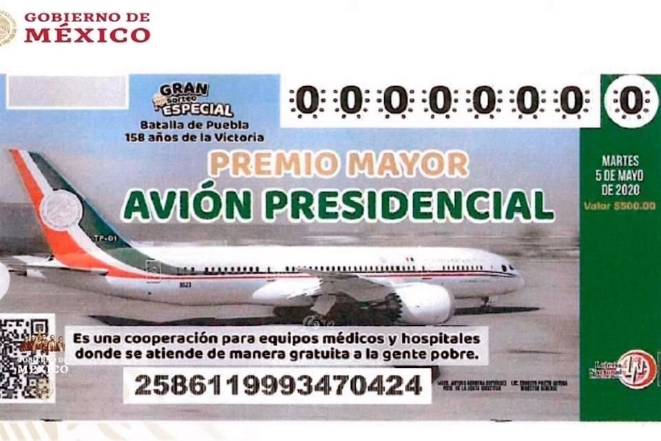 Con la propuesta se facilitaría la rifa del avión presidencial ante falta de compradores.