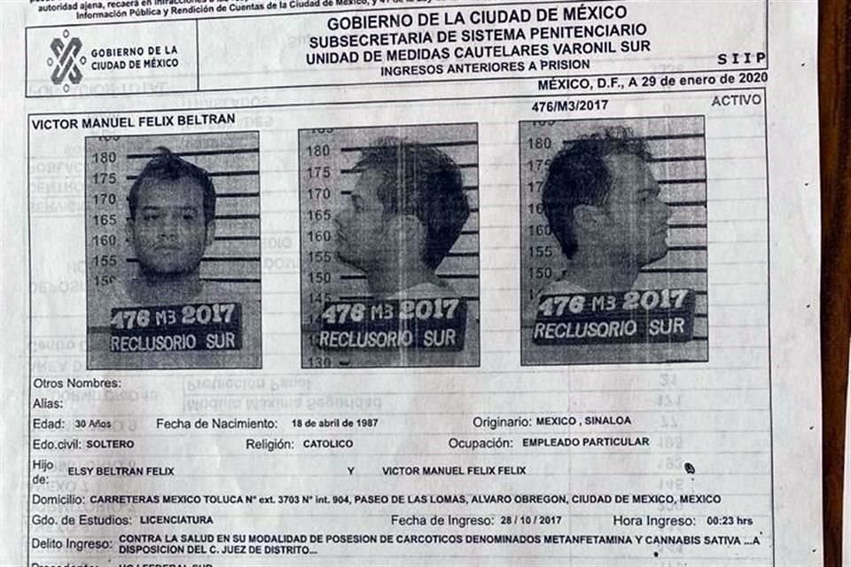 Recluido por delitos contra la salud.