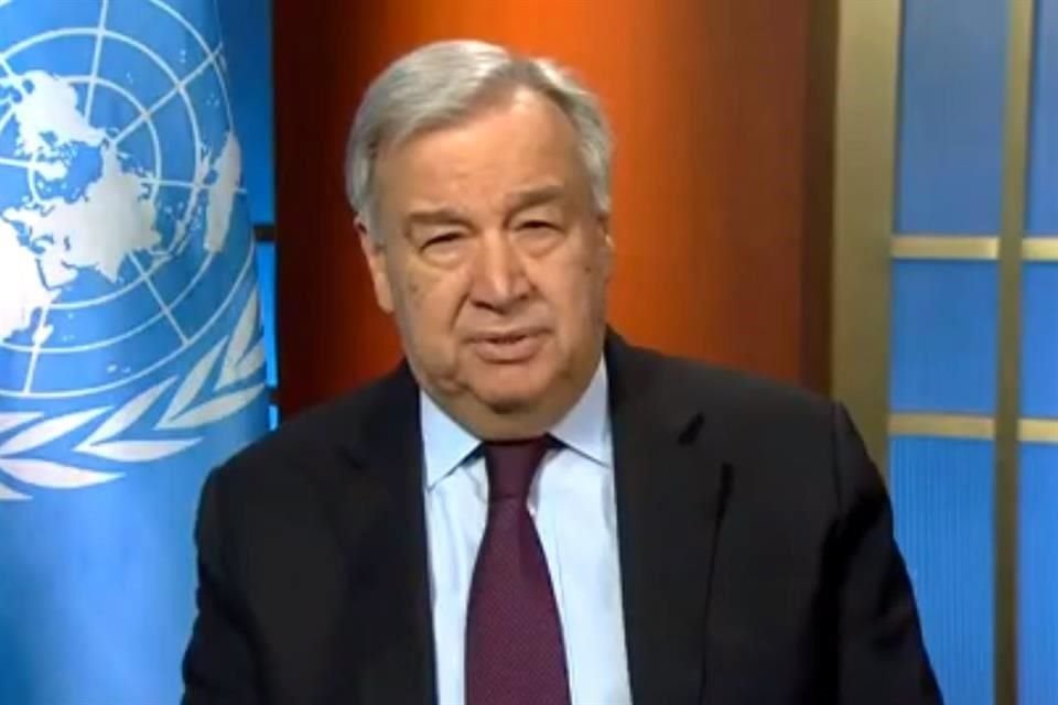 António Guterres durante una conferencia de presna virtual.