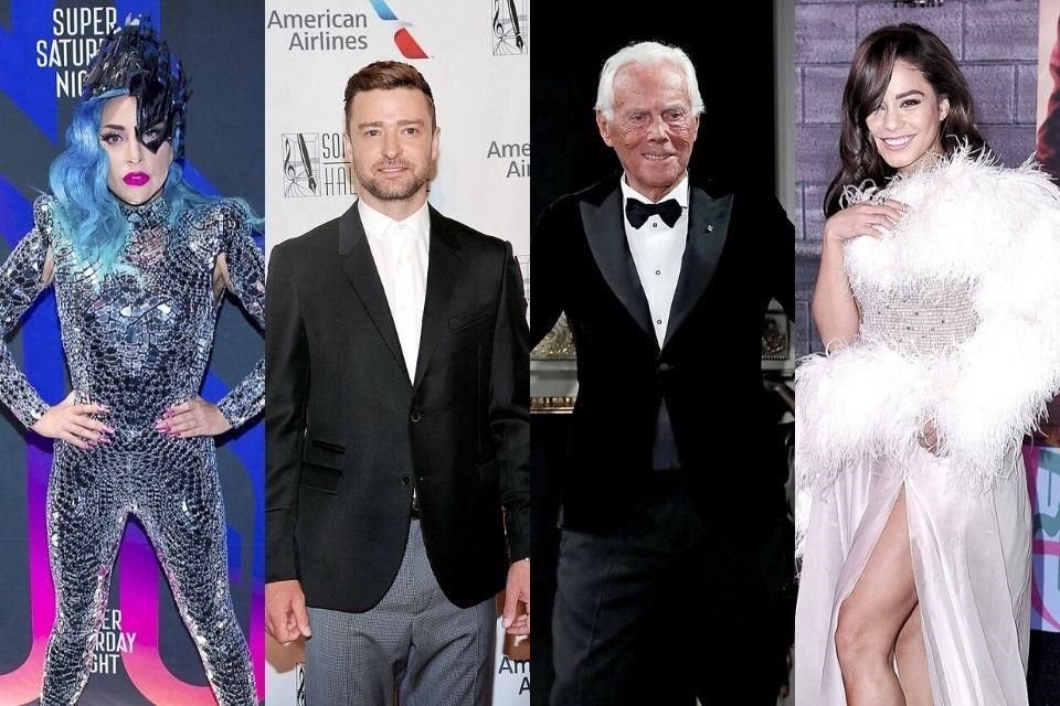 (IZQ. a DER.) Lady Gaga, Justin Timberlake, Giorgio Armani y Vanessa Hudgens son de los famosos que han unido sus donaciones para ayudar a afectados por el coronavirus.