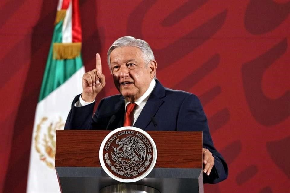 López Obrador en su conferencia de prensa en Palacio Nacional.