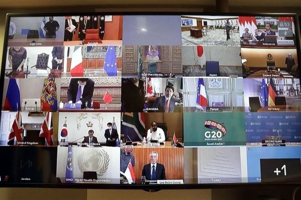 Líderes mundiales participan en la cumbre virtual del G20, convocada ayer por Arabia Saudita, ante la epidemia de coronavirus.