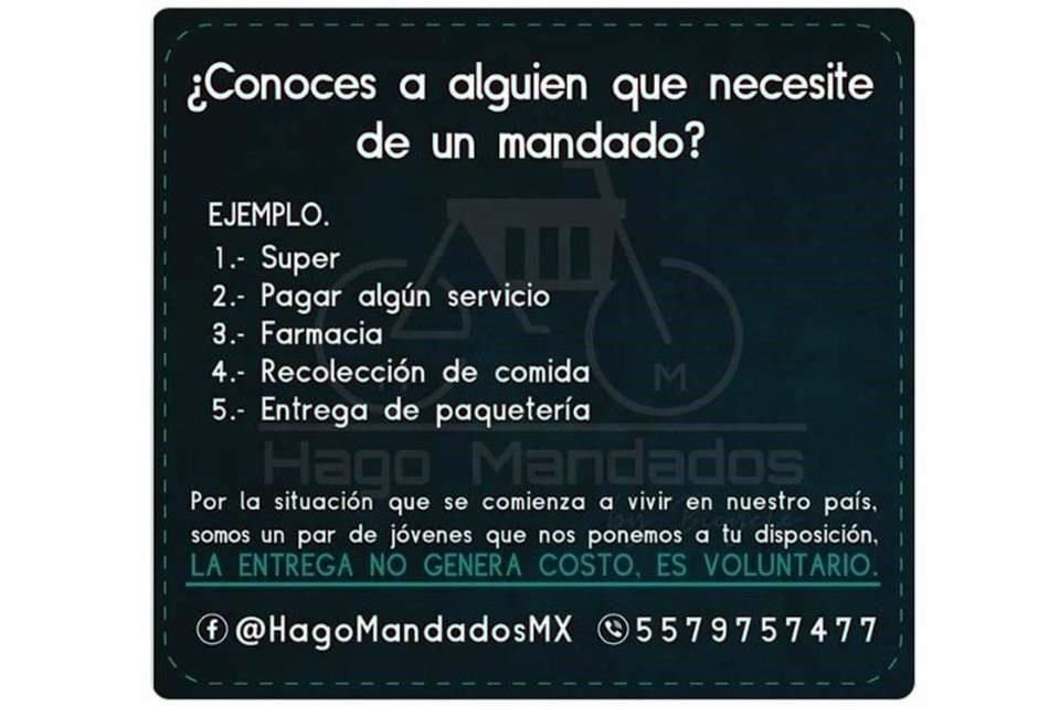 @HagoMandadosMX ofrece su servicio durante la contingencia por el Covid-19.