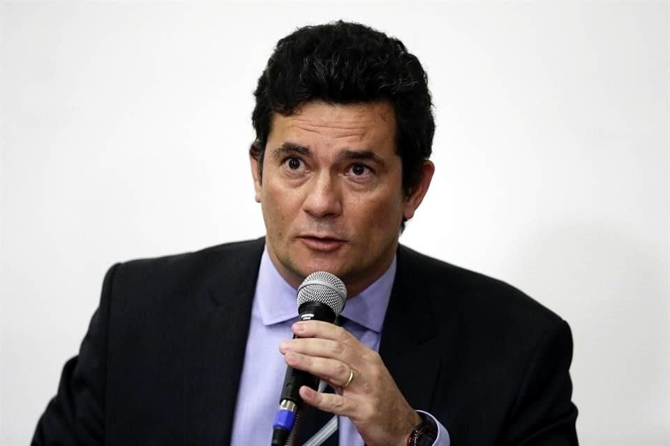 Sergio Moro en una conferencia de prensa en la que anunció su renuncia.