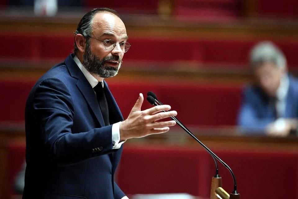 El primer Ministro francés, Edouard Philippe, al presentar su plan de salida del confinamiento.