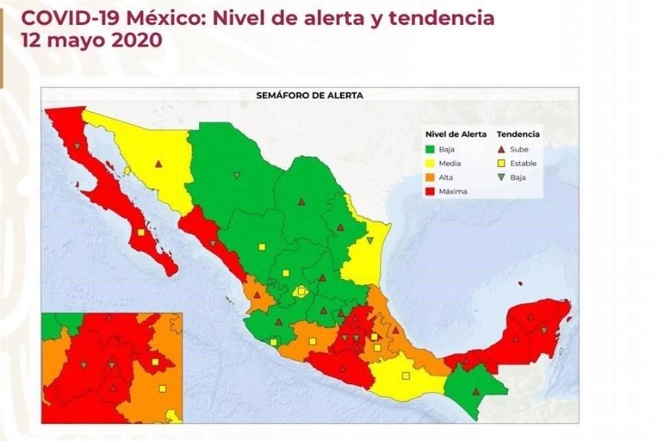 El subsecretario de Salud Hugo López-Gatell dio un ejemplo del mapa que se presentará del semáforo.