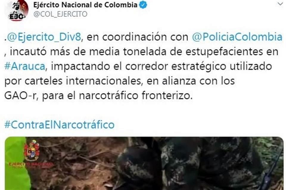 Las Fuerzas Armadas colombianas detallaron que cárteles mexicanos, en conjunto con disidentes de las FARC, estaban detrás de la producción de la droga.