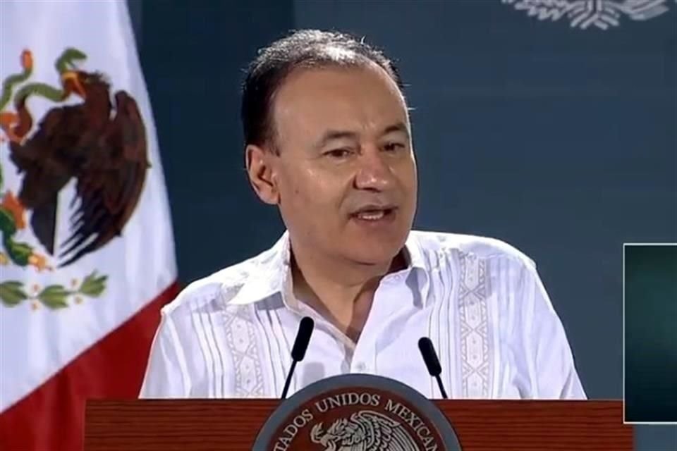 El Secretario Durazo durante la conferencia mañanera del Presidente en Mérida.