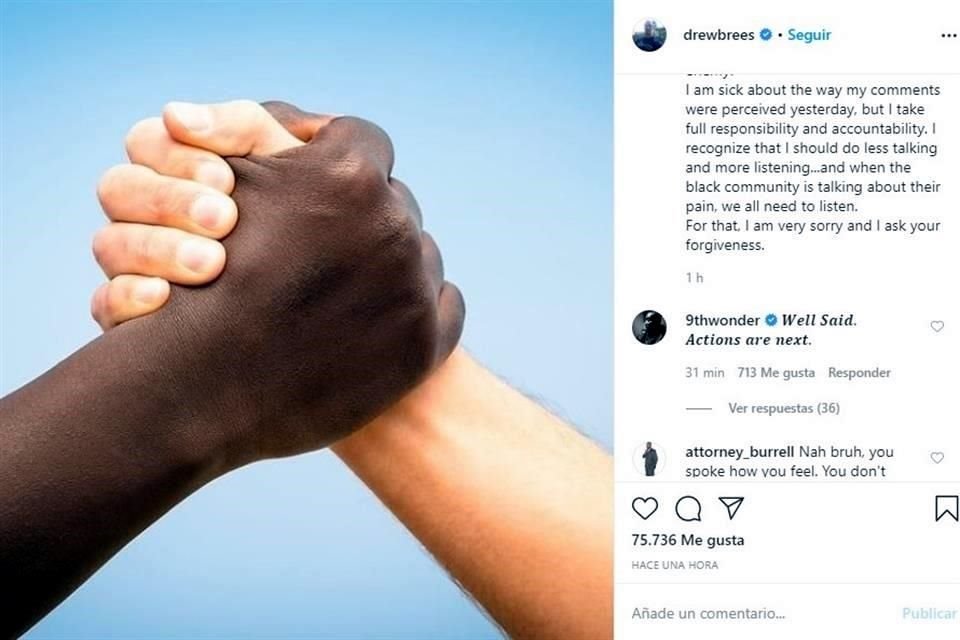 Esta es la imagen que pulicó Drew Brees en su cuenta de Instagram.